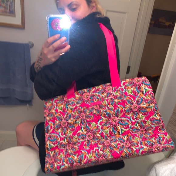 Vera Bradley Triple Compartment Bag Sunburst Pink - Picture 6 of 8